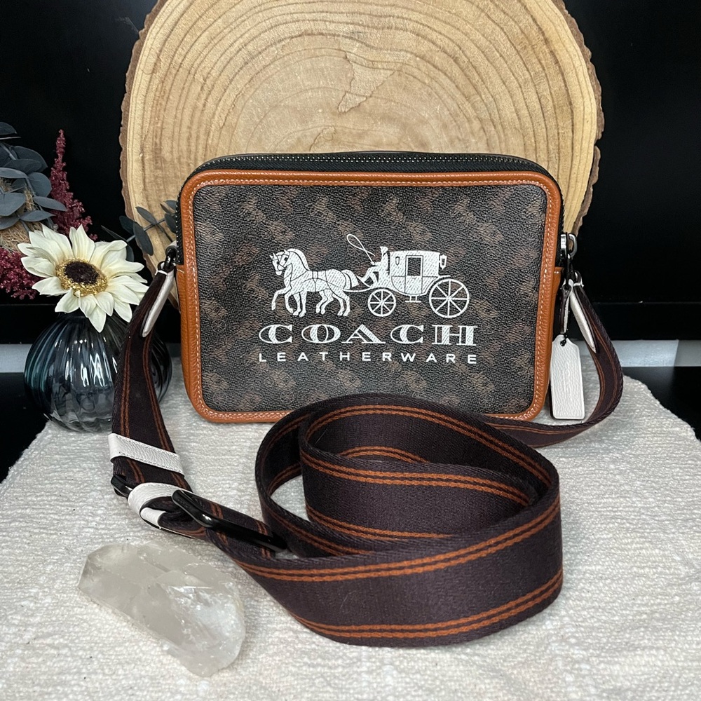 Coach Charter Crossbody 24 with Horse & Carriage Brown & Black Leather Purse Bag